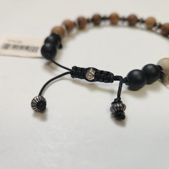 NWT Kenton Michael Petrified Wood & Sterling Silver Bracelet Pull Fit 8mm Beads - Picture 3 of 12